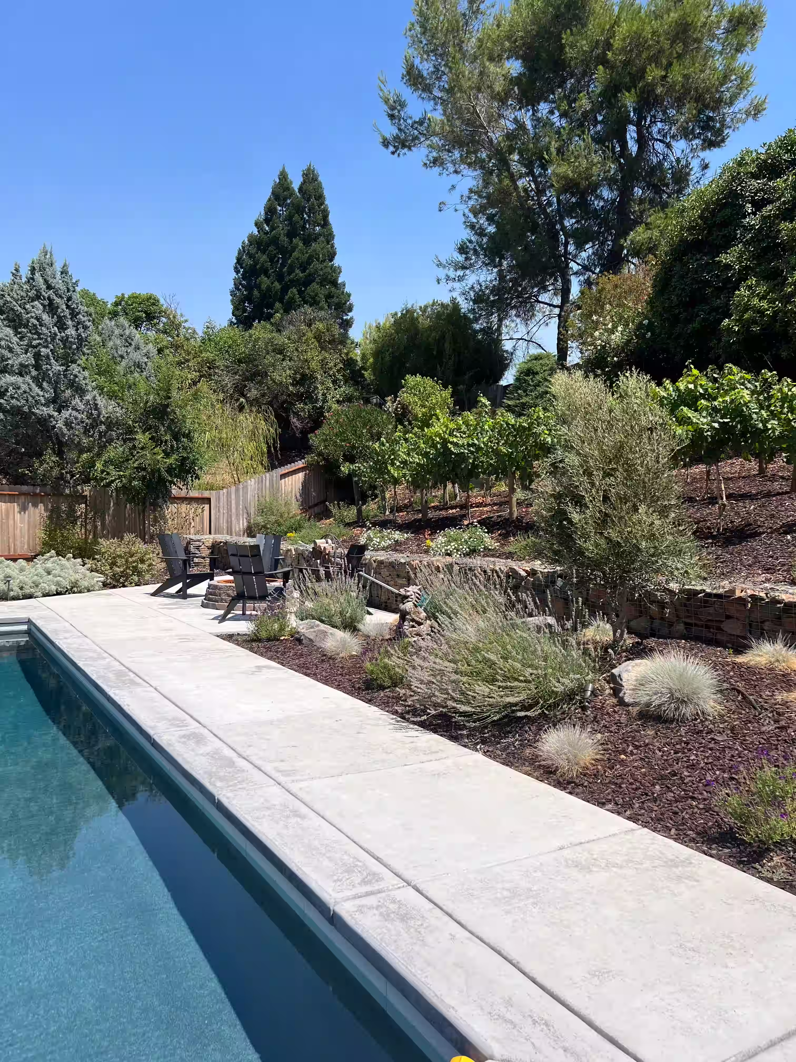 Mediterranean retreat with poolside landscapes